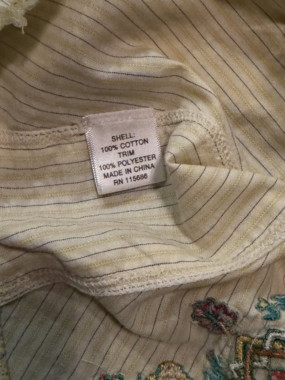 Johnny Was 3J Workshop Roxanna 5026 Striped Embroidered Floral Button Up Shirt M - Picture 6 of 13